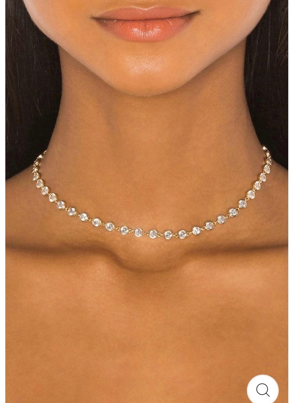 Gold Crystal Tennis Choker Necklace - Women Jewelry